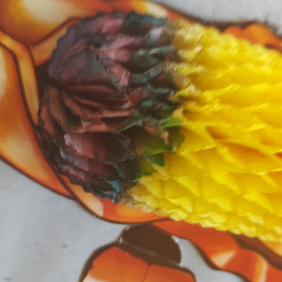 Vintage Thanksgiving cardboard cutout honeycomb decorations turkey scarecrows - Picture 5 of 9